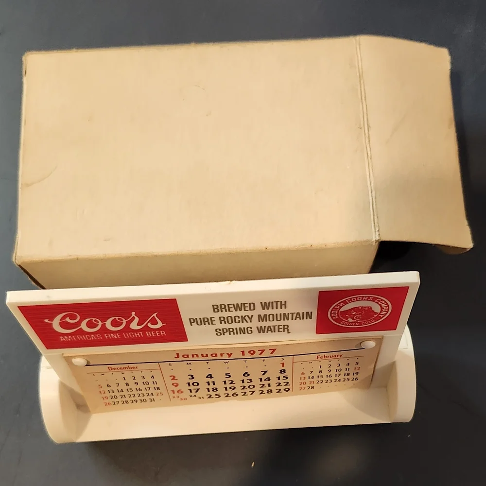 Vintage 1977 Coors Desk Calendar with Original Box